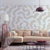Papel de Parede Fotográfico - Composição Abstrata - Padrões Bege em Formas Sobre Fundo Branco
