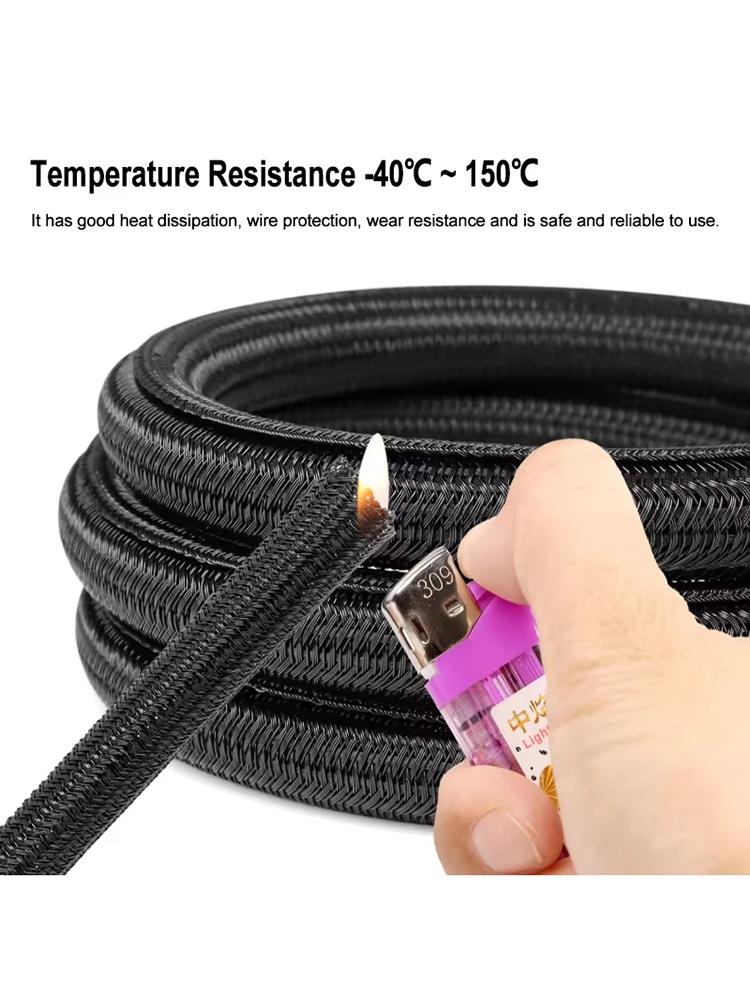 3/8meters Cable Sleeve Pet Braided Insulated Sleeving 3mm~32mm Self-closed Sheath Wear Resistant High Protection Wire Organizer