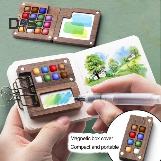 Travel Watercolor Set Pocket Mini Watercolor Paints Set Watercolor Painting Kit with Binder Clip Palette for Painting Party DIY Art Painting