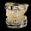 European and American Hollow Three-Row Personality Gold-Plated Diamond-Studded Braces Halloween Hip-Hop Teeth Jewelry Wholesale