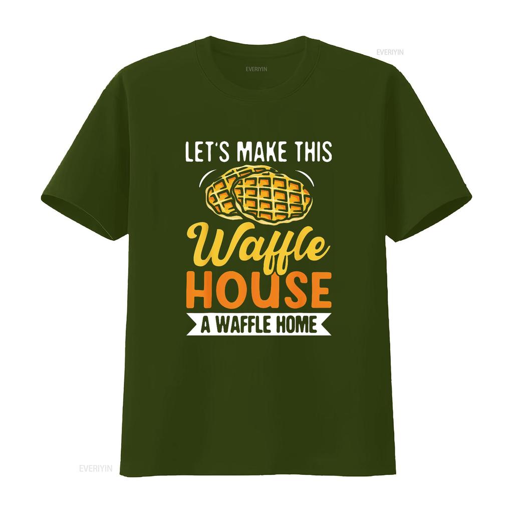 Unisexs Lets Make This Waffle Houses A Home Waffles Pancakes T Shirt Black 2XL vintage Washed Comfortable Slightly homme Stylish