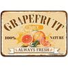 Vintage Metal Tin Sign Kitchen Wall Decor 8x12 Inch Retro Grapefruit Juice Bar Art