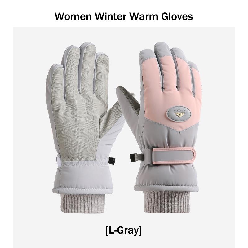Women’S Thick Insulated Winter Gloves Stylish Outdoor Cycling Ski Gloves Full-Finger Touchscreen