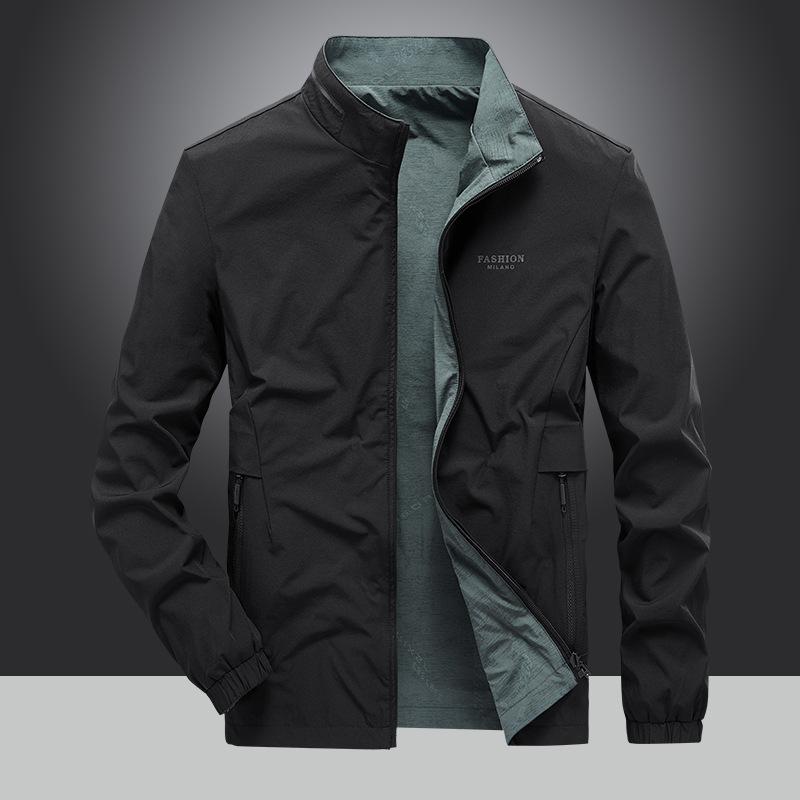 Giacche reversibili da uomo per primavera e autunno, nuove giacche casual da uomo, nuove giacche reversibili con collo alto