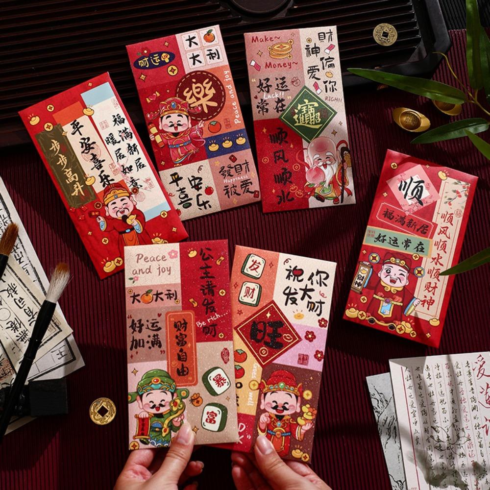 12 Pcs Mixed Pattern Lucky Money Bag Blessings Printing Red Packet  Year of The Snake