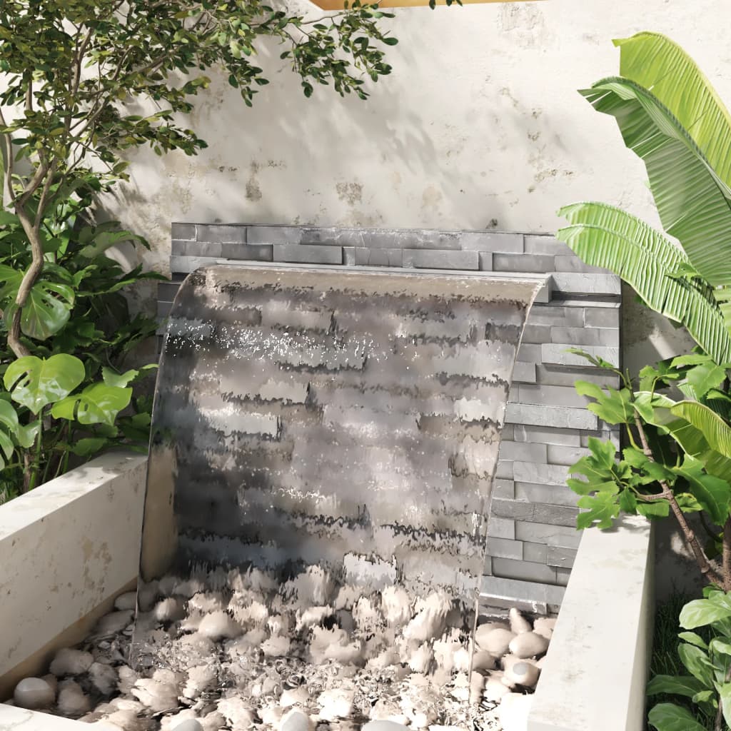 Outdoor Fountains Rectangular Waterfall Pool Fountain Stainless Steel 110 Cm