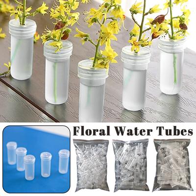50/100/200PCS Reusable Plastic Flower Water Tubes Flower Vials with Caps Decoration Roses Fresh Flowers Florist Nutrition Flower