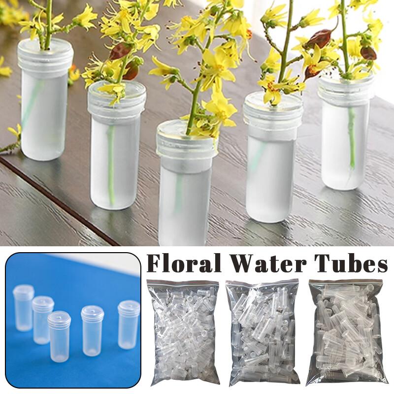 50/100/200PCS Reusable Plastic Flower Water Tubes Flower Vials with Caps Decoration Roses Fresh Flowers Florist Nutrition Flower