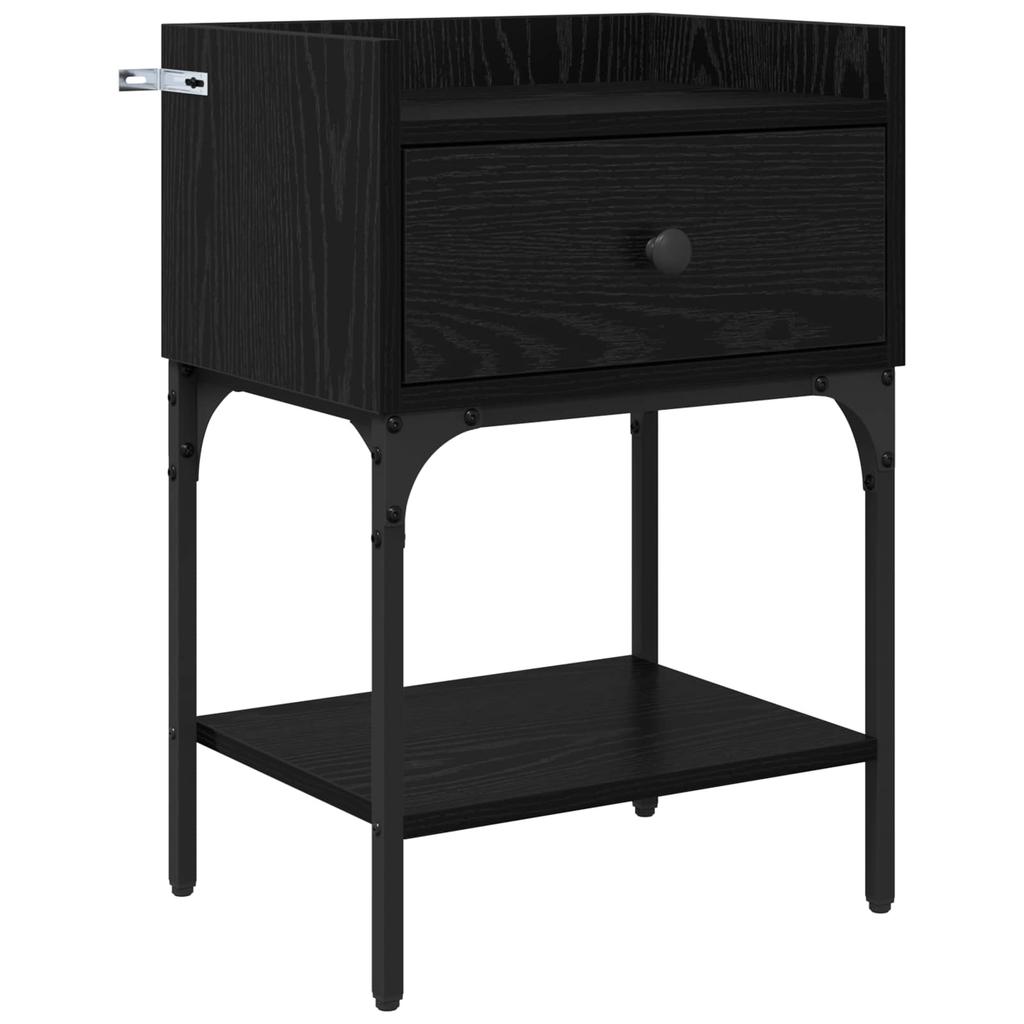 Nightstand Set of 2 Black Oak Effect 40 x 29 x 60 cm