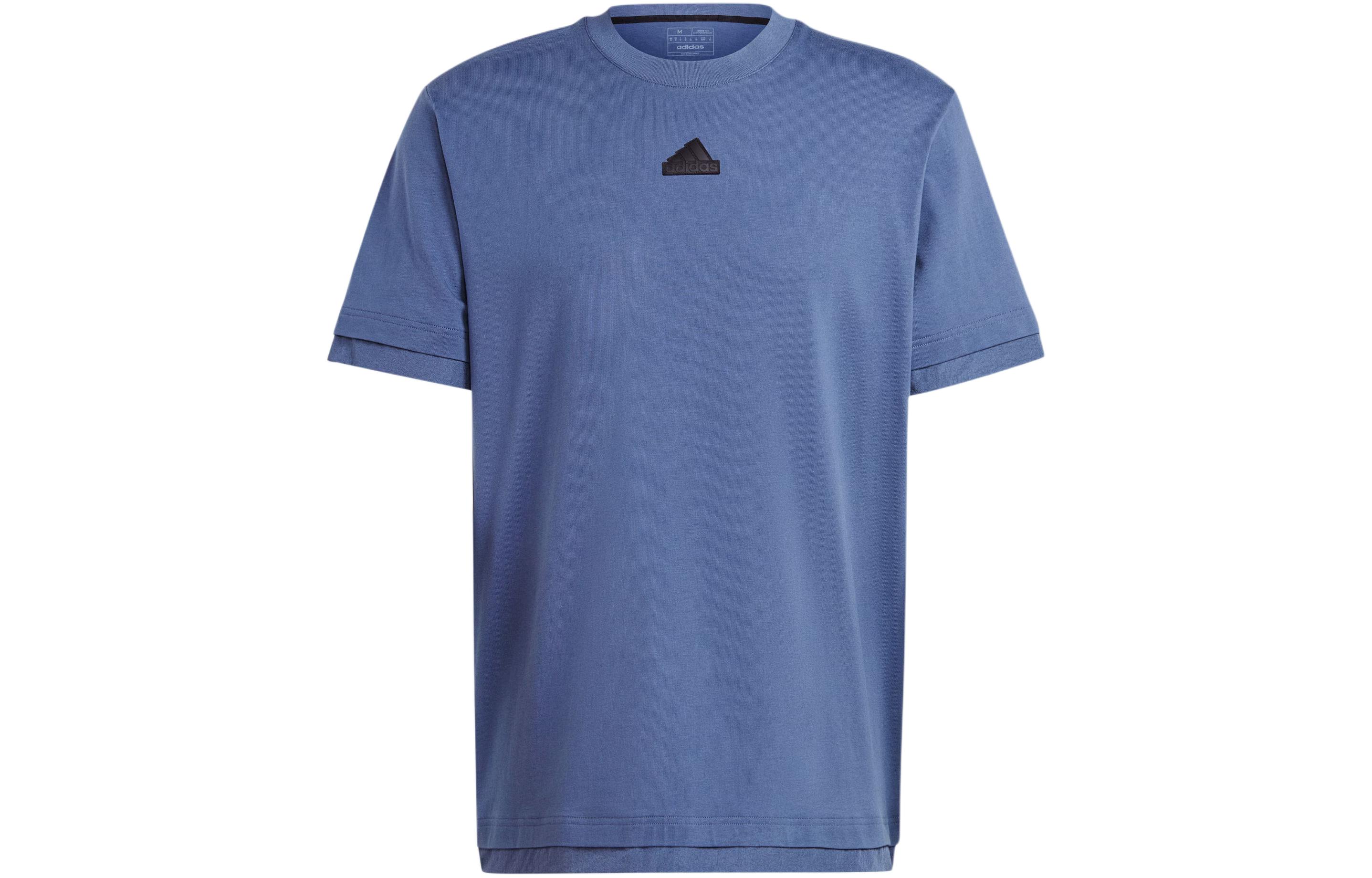 Adidas T Shirts Men s Gray Blue Crew Neck Moderate Straight Fit IR5176 XL