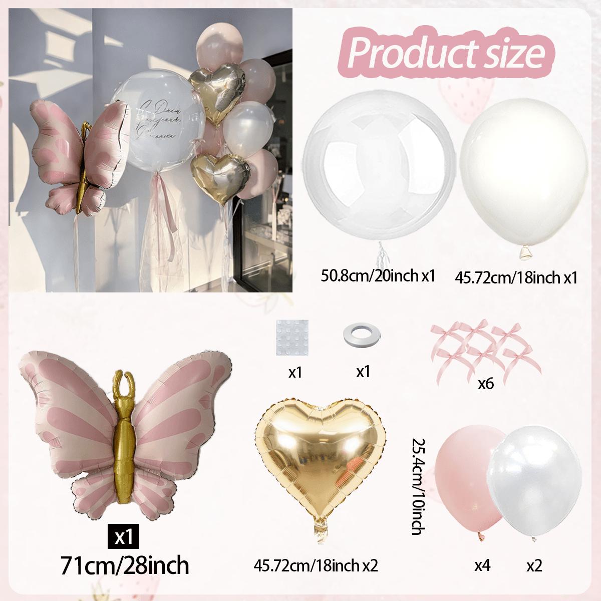 Pink Bow Love Balloon Set Transparent BOBO Balloon Pink Ribbon Bow for Birthday Wedding Shower Girl Party Balloon Decoration Other