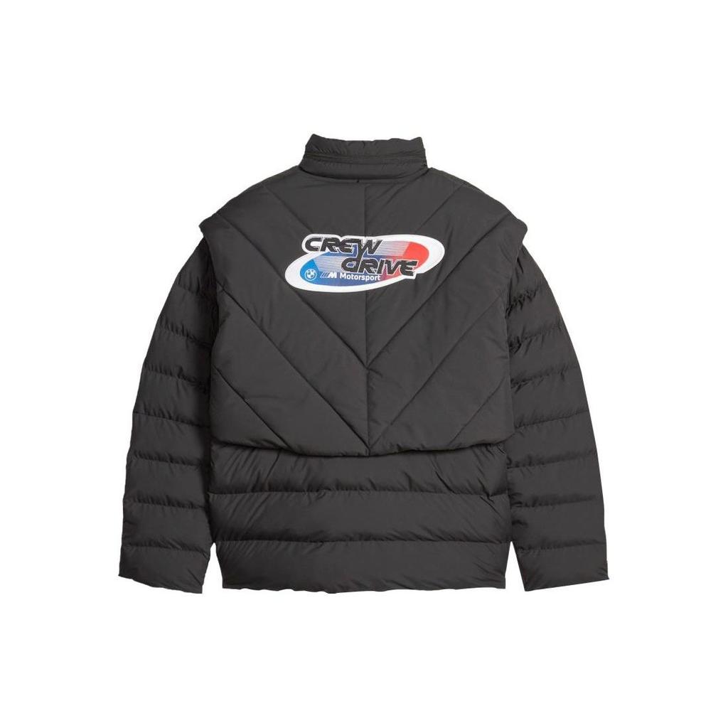 Puma Bmw Mms Garage Crew Jacket Logo Badge Racing Print Stand Collar Cotton Jacket Unisex Jacket Black 621012-01