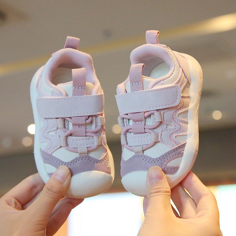 Breathable Anti-Slip Soft Sole Baby Walking Shoes - Boys & Girls Color Block Magic Tape