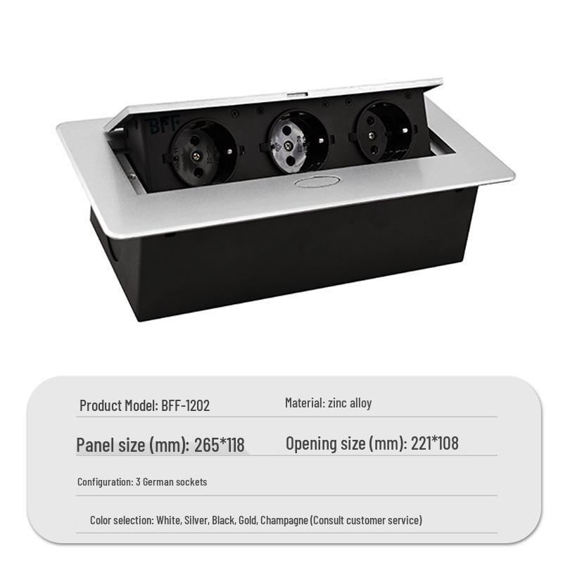 European Standard Desk Power Cord Box: Embedded, Flip-up Multi-functional Hidden Socket