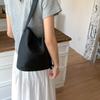 Solid Color Women Shoulder Bag Korean Underarm Bag All-Match Soft Leather Bucket Bag  Daily