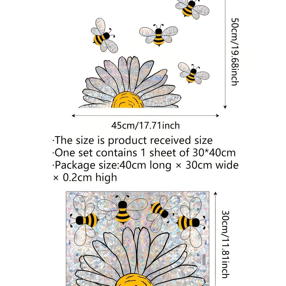 1sheets Cartoon Sunflower Bee PVC Windows Stickers for Kids Room Bedroom Home Decoration Nursery Self-adhesive Glass Decals