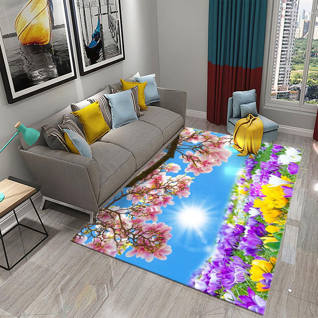3D bunter frischer Blumen Teppich für Küchenteppich mit romantischem floralem Wohnzimmer Badezimmer Boden Teppich Mädchen Schlafzimmer Teppich Dekoration