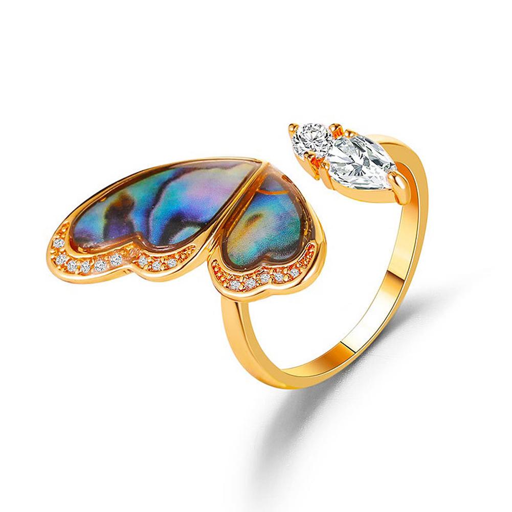 

Women s Ring Seashell Wings Shape Micro-inlaid Zircon Open Ring Golden #1