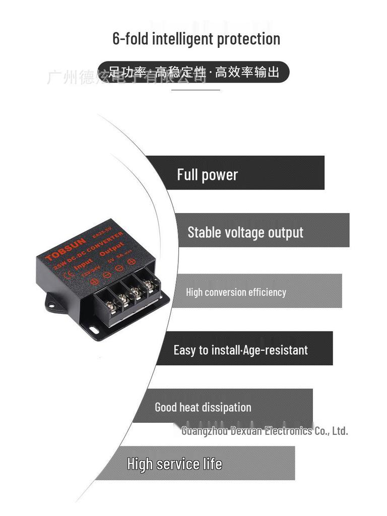 25W DC Car LED Power Converter: 12V/24V to 5V, 5A