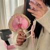 Handmade Moth Orchids Flower Pendant Portable Chain Bag Charm Handmade Fan Keychain Fashionable Bag Accessories for Phone