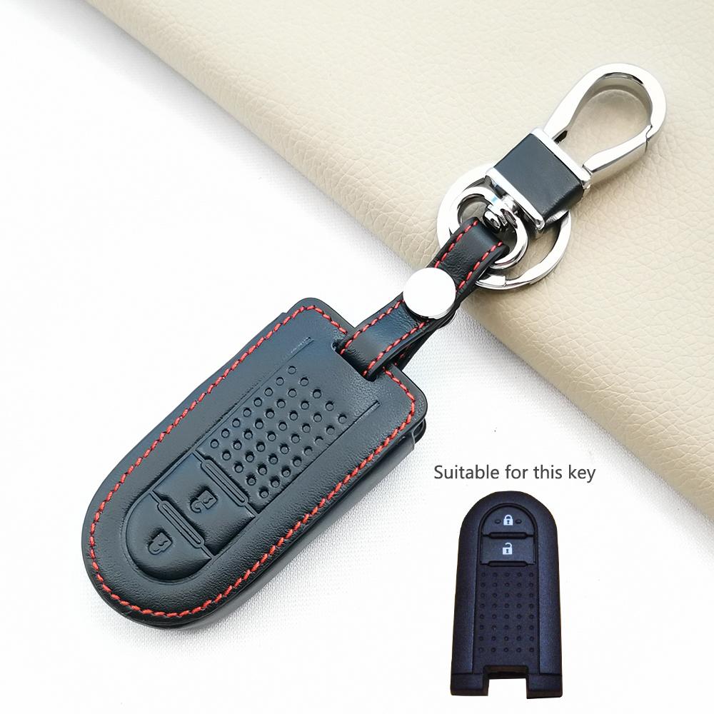 Fashion Style Leather Car Key Cover For Toyota Rush Daihatsu Tanto La600S La800S La610S Perodua Smart Case 2/4 Buttons Keychain