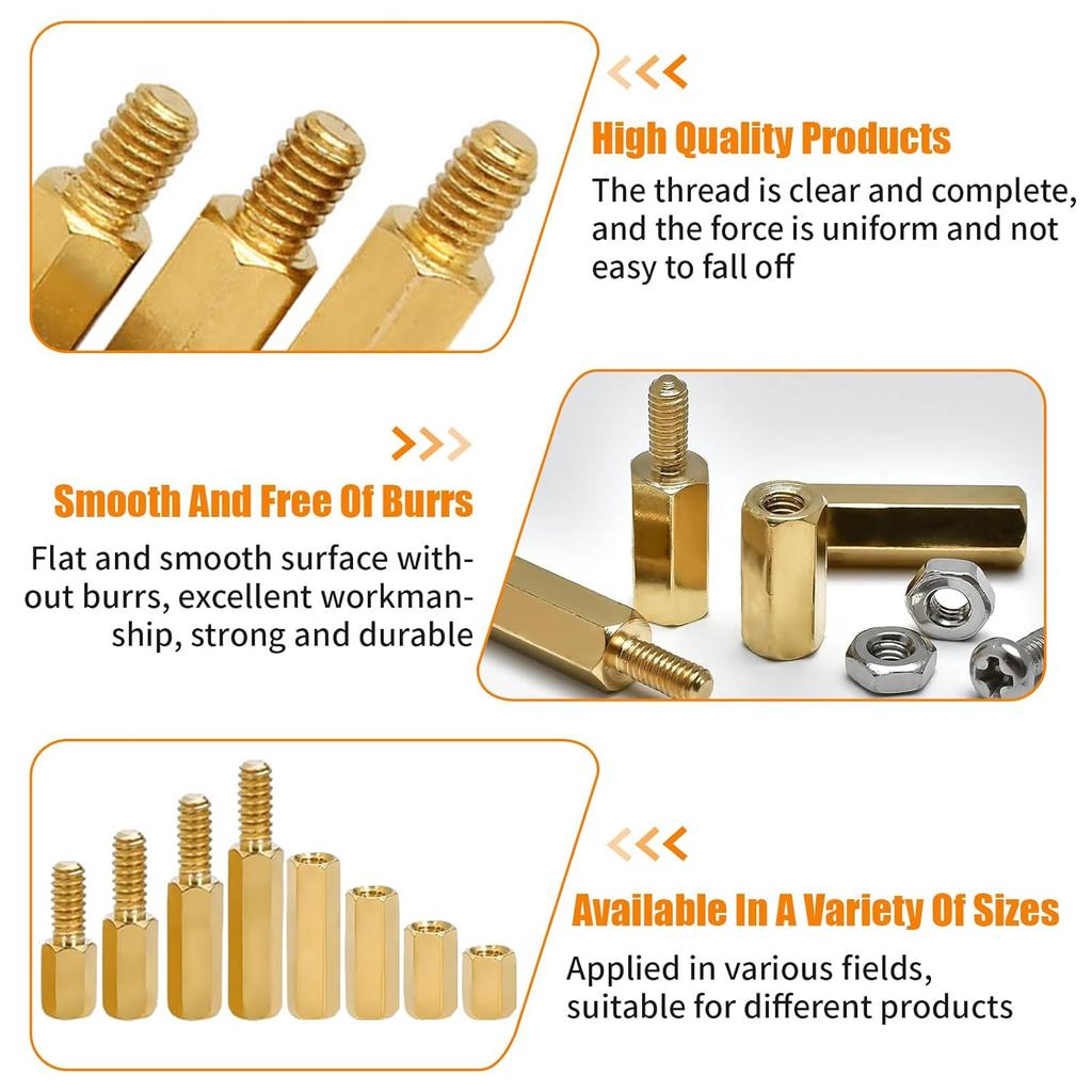 M3 Brass Hex Spacer Assortment Kit, Male-Female and Female-Female with M3 Screws and Hex Nuts