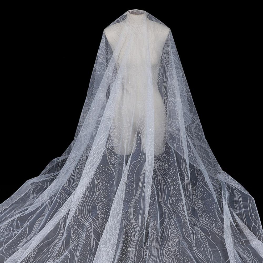 

Fashion 160cm*1 Yard Sequin Texture Mesh Fabric DIY Wear-Resistant Glitter Net Yarn Shiny Lace Sparkle Tulle Wedding Dress Veil 160cm белый