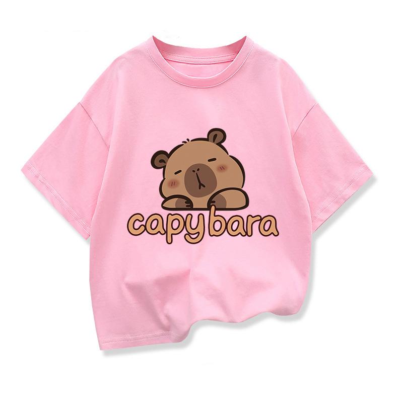 Capybara Print T Shirt For Kids Boy Anime Cute Capibara Short-sleeved Tees Tops Tshirt Girl Clothes