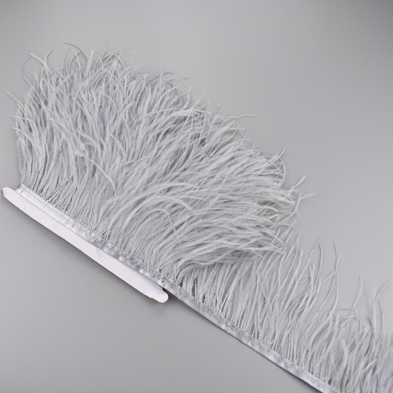 1Meters Ostrich Feathers On Tape Fringe Trim Ribbon 10-15Cm 4-6" Long White Feather Trims Decor For Clothes Flecos Decoration
