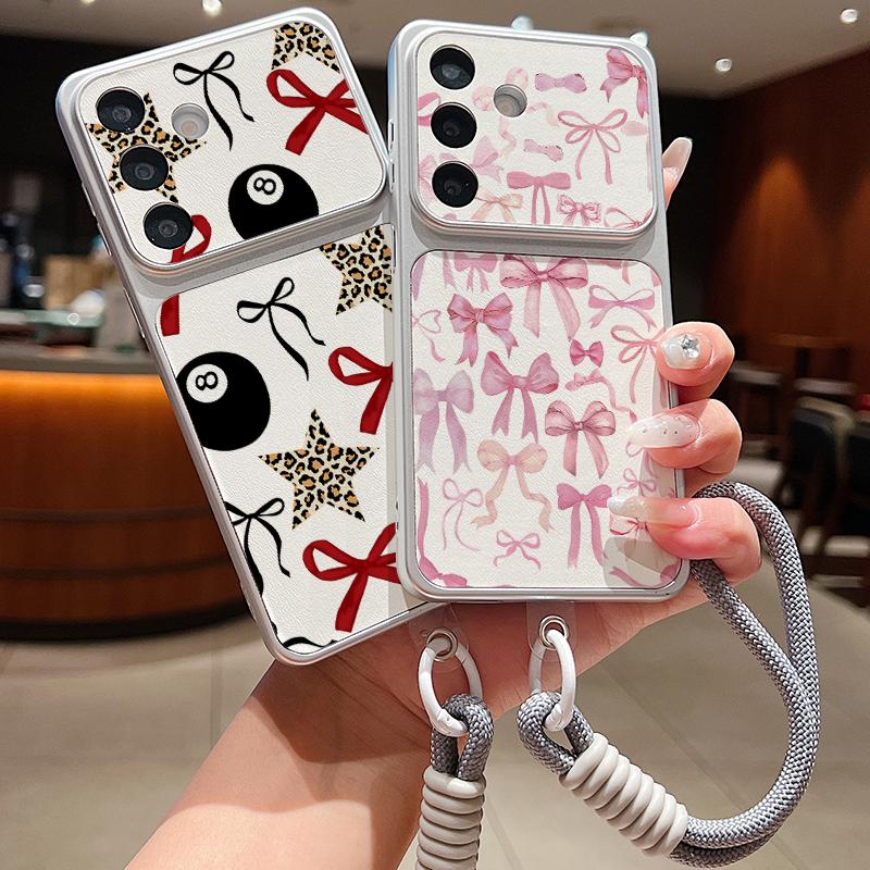 Colorful Bowknots Pattern Leather Lanyard Case For Samsung S26 S25 Ultra S24 S23 S22 Plus S21 FE A16 A17 A26 A36 A37 A54 A55 A56 A57 5G Cover