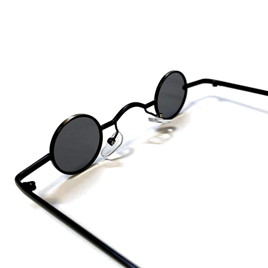 Brandt Steampunk Small Round Lightweight [meSmart] (Fujisan Megane) Sunglasses, Small, (Black)