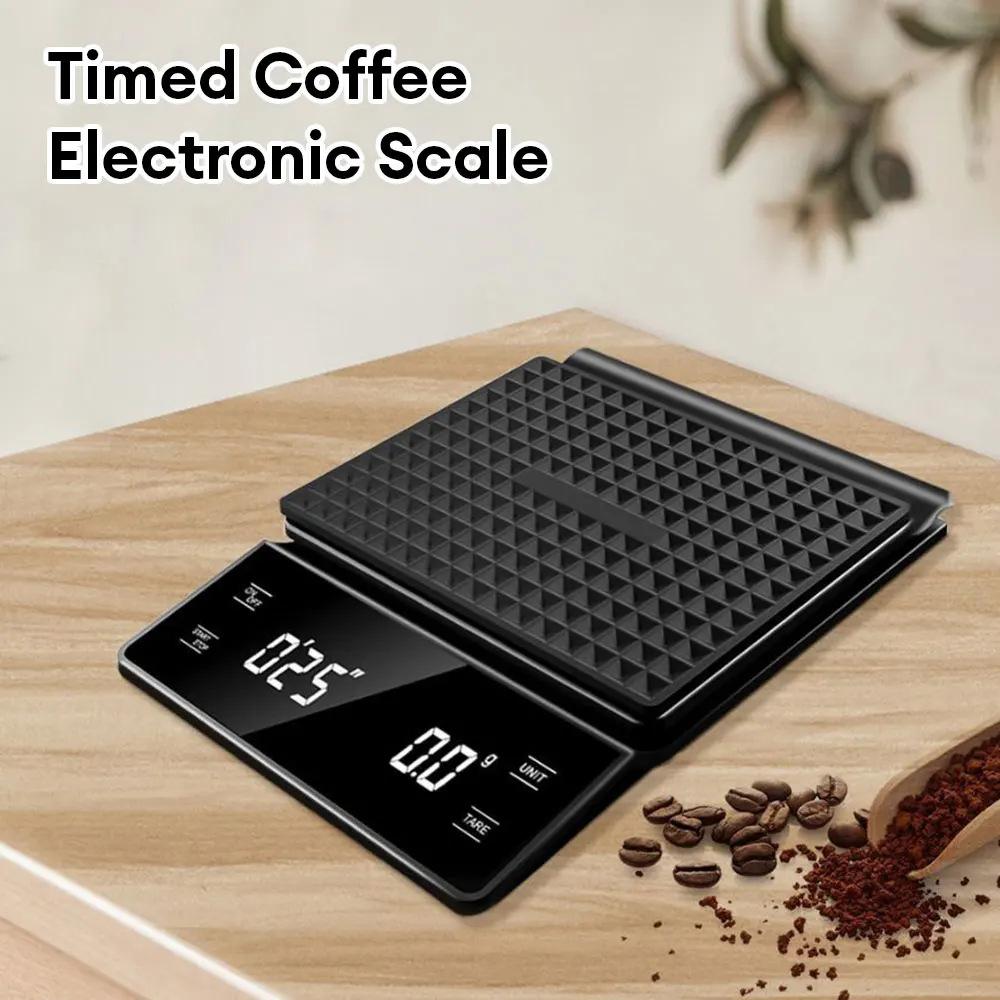 3kg/0.1g Zamanlayıcılı Kahve Tartısı Mutfak Aletleri Dijital Çok Fonksiyonlu Tartı Pour Over Damlama Espresso Tartısı LCD Ekran
