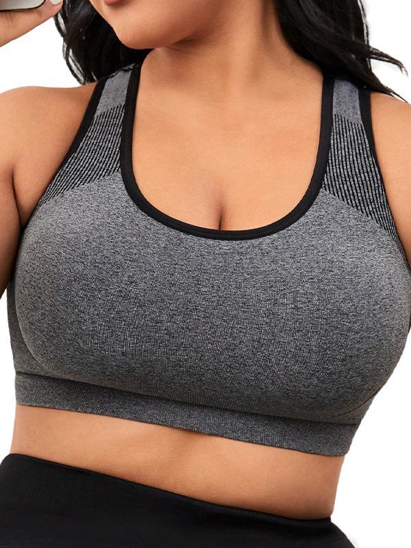 

Женский противоударный спортивный жилет большого размера с нагрудными вкладышами для бега высокой интенсивности и йоги XXXL хизер серый