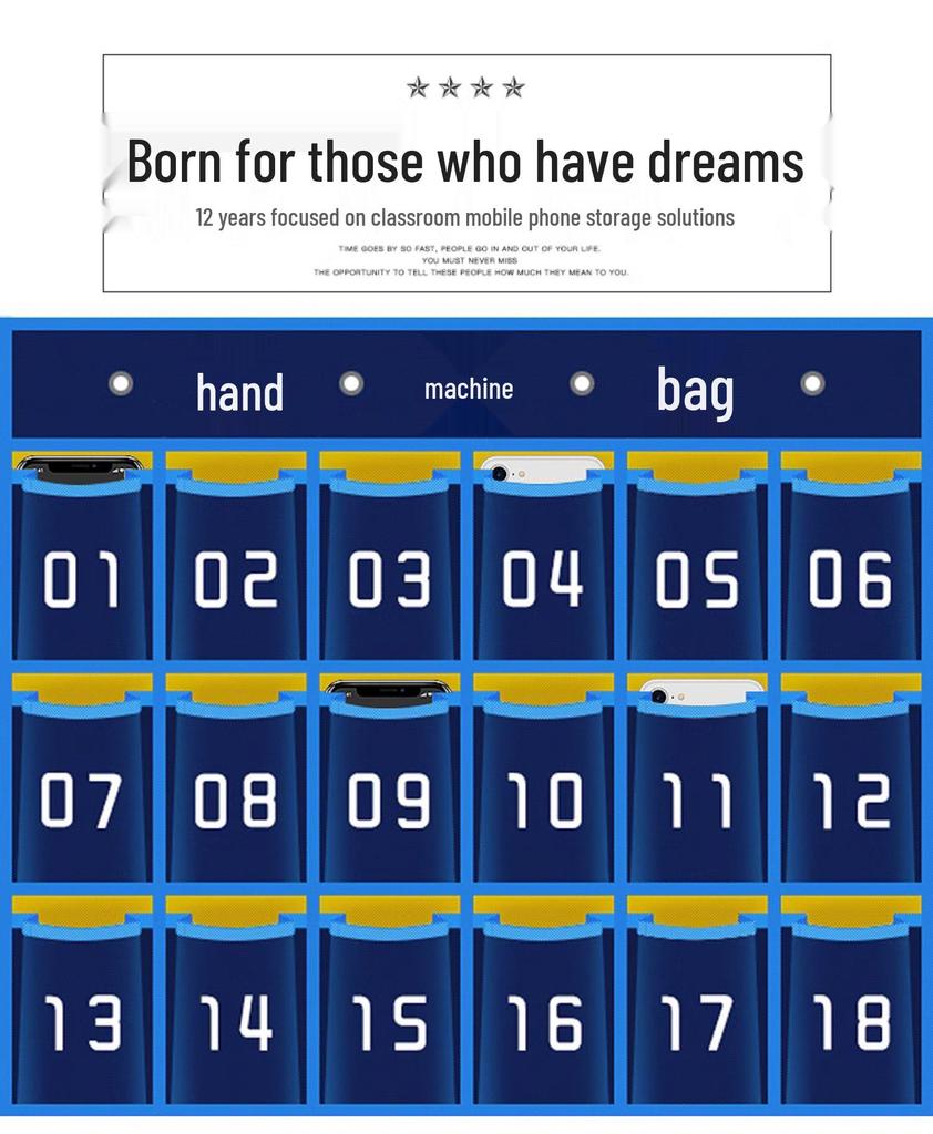 Classroom Wall Phone Storage Bag for Students