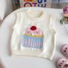 Cute Cartoon Knit Vest For Girls Spring Autumn Stylish Baby Sleeveless Outerwear Sweater Waistcoat