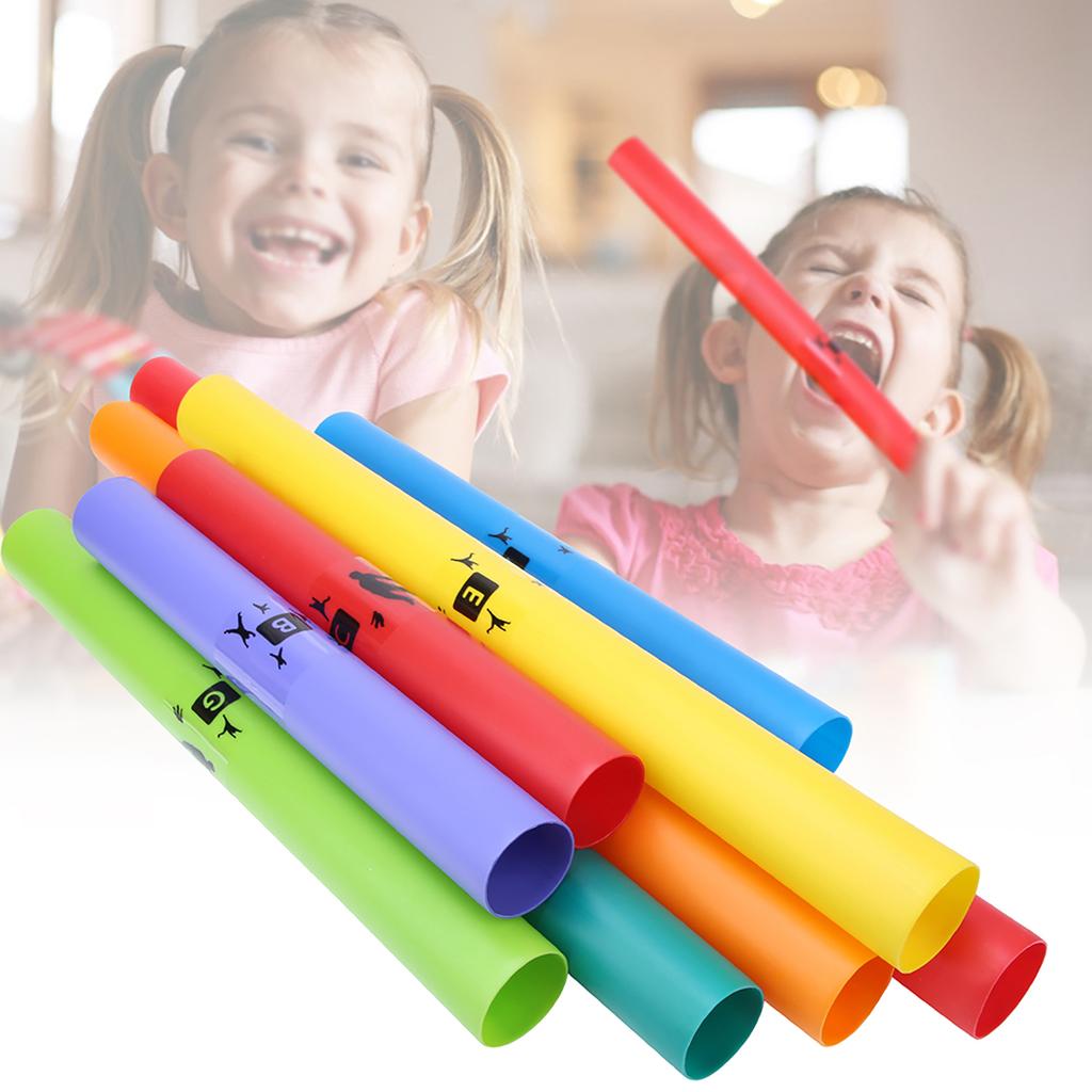 8pcs Orff Percussion Instrument Plastic Sound Tube Color Octave Tube Kit Kids Musical Toy