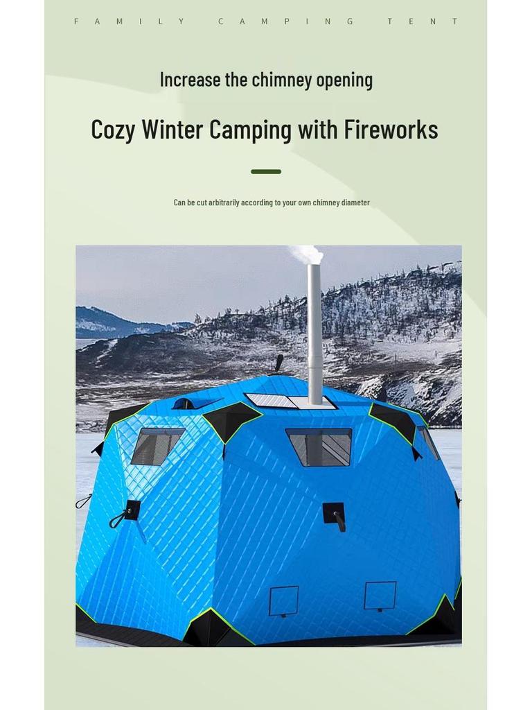 Thickened Cotton-Padded Winter Tent: Quilted, Windproof, and Warm for Extreme Cold Ice Fishing and Camping