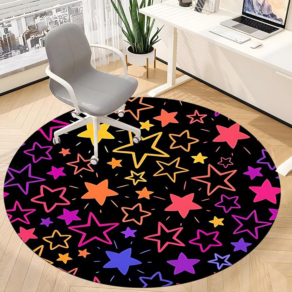 1pc Starry Night Office Round Area Rug, Indoor Mat Suitable ForOffice, Under Office Chairs Bedroom Living Room Home Decor T192
