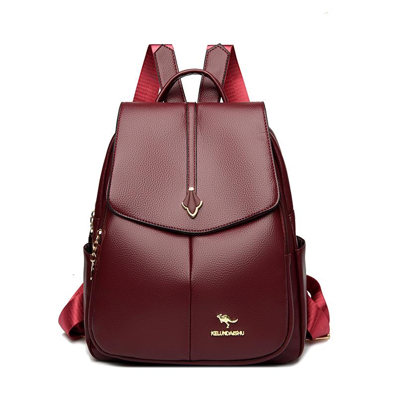 Fashion backpack women's new large-capacity travel bag soft leather women's backpack mother bag