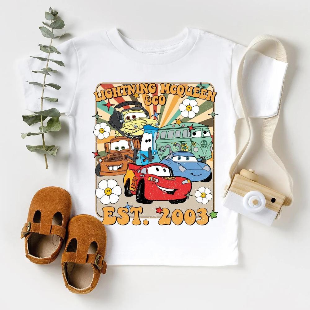 

2026 New New Car Trendy Fashion Lightning McQueen Print Womens TShirt Easy Fashion Plus Size Short Sleeve S