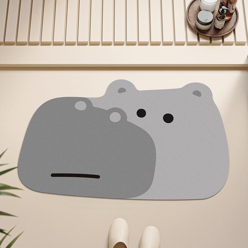 Cartoon Bathroom Non-Slip Floor Mat, Anti-Drop Diatom Mud Floor Mat, Quick-Drying Toilet Door Foot Pad, Diatom Mud