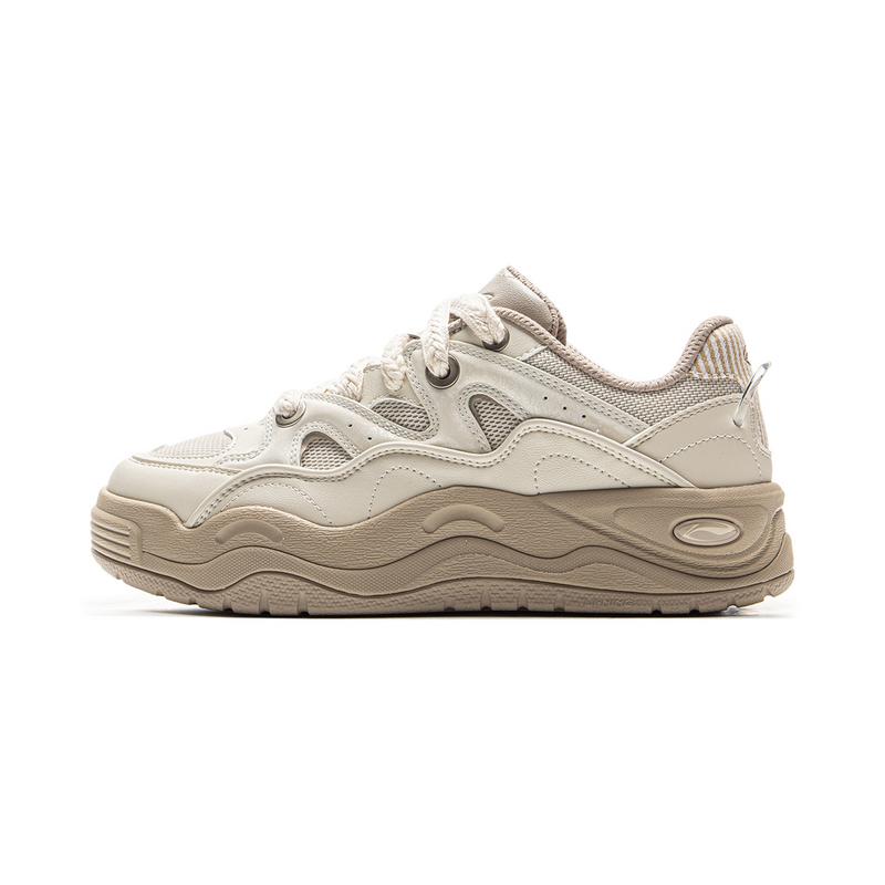 Li Ning Orchid Classic Fashion Retro Versatile Thick Sole Trendy Comfortable Slip Resistant Durable Increased Height Low Top Sneakers AGCV230-1