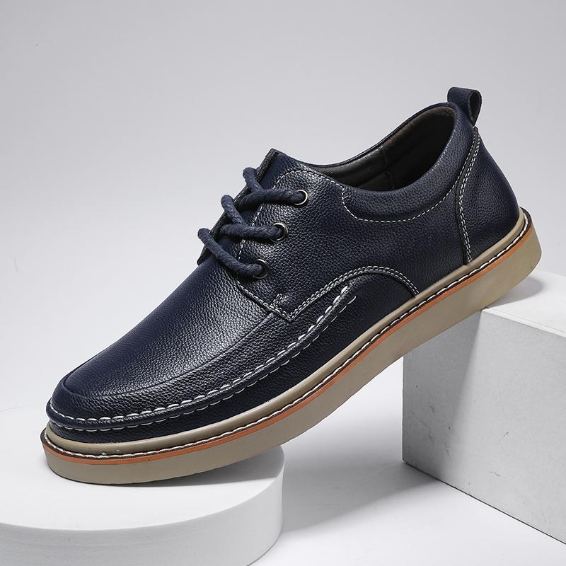 

Мужская повседневная кожаная обувь ручной работы на плоской подошве 44 темно-синий