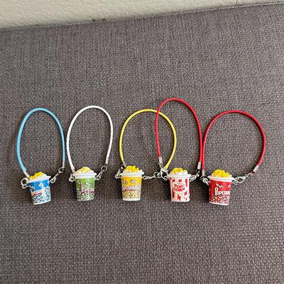 Cartoon Kawaii Resin Popcorn Bucket Miniature Figures Pendant Creative Cute Plush Doll Neck Decoration Accessories Dress Up Toy