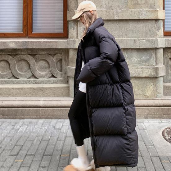 Zimní péřový kabát Zesílený Polstrovaný Stojáček Ochrana krku Kapsy Zapínání na zip Větruodolné Udržování tepla Denní oblečení za chladného počasí Bavlna
