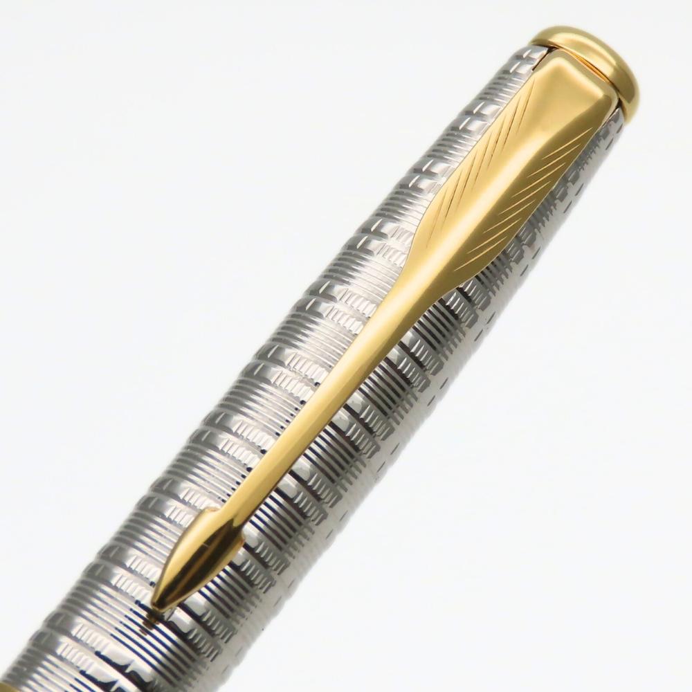Used PARKER Ballpoint pen SONNET FRANCE P.III metal Silver gold Rotary type