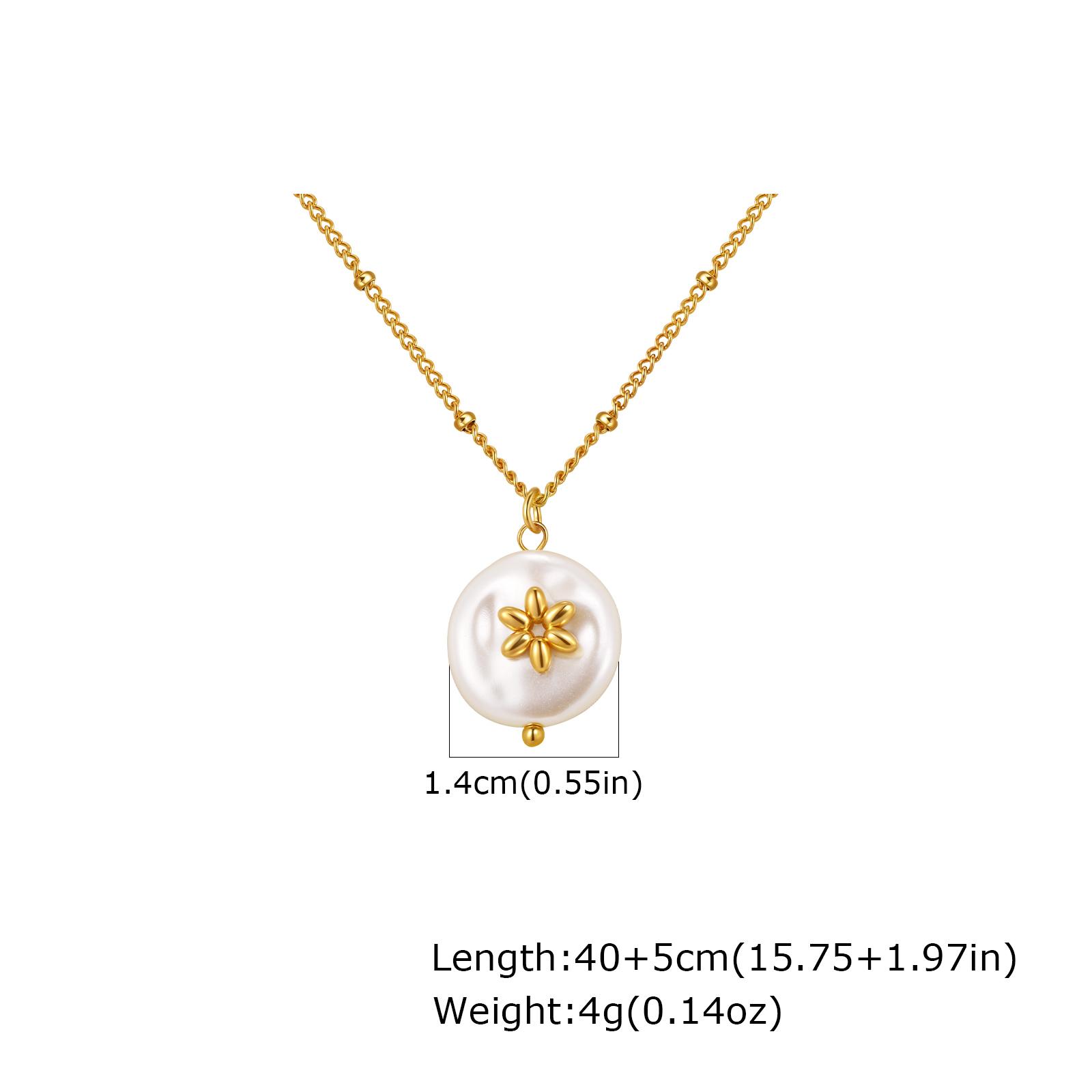 

Imitation Pearl Pendant Necklace for Women, Heart Flower Bowknot Cherry Stainless Steel Necklace, Waterproof Gold Plated Jewelry