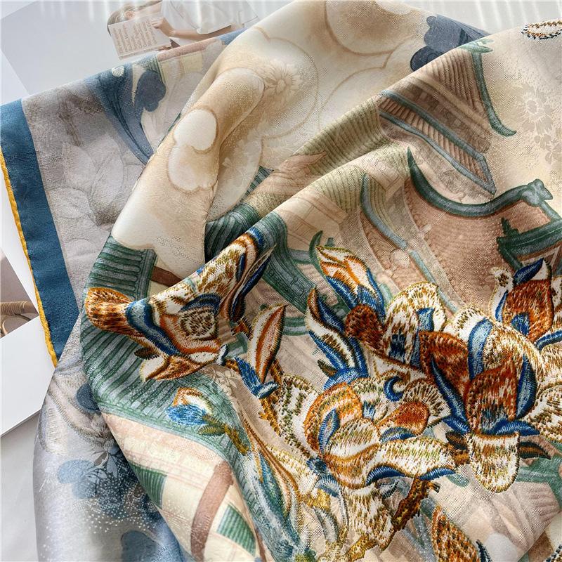 110*110 см двухсторонний шелковый шарф женский щедрый шарф шелковый шарф шаль 110*110cm — фото 8