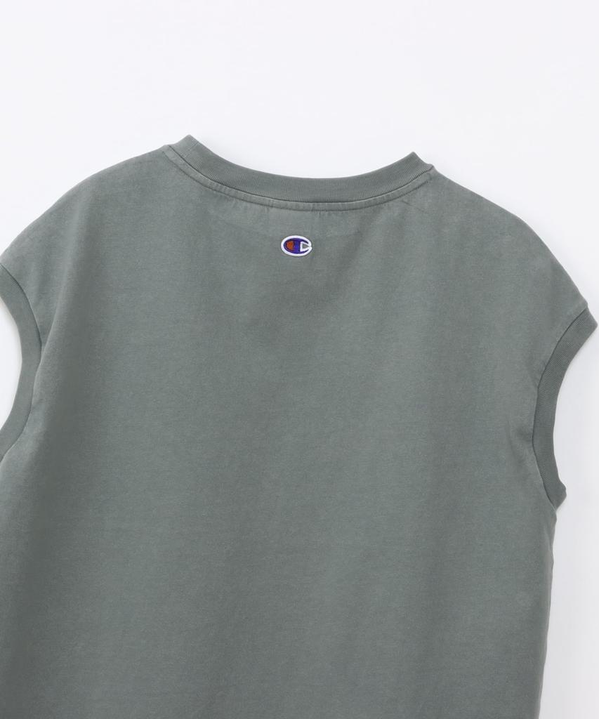 Champion Sleeveless Crew Neck Tank USA Relax with Embroidered Ash Gray Women's Top, 100% Cotton, Fit, Logo, (CW-B307)