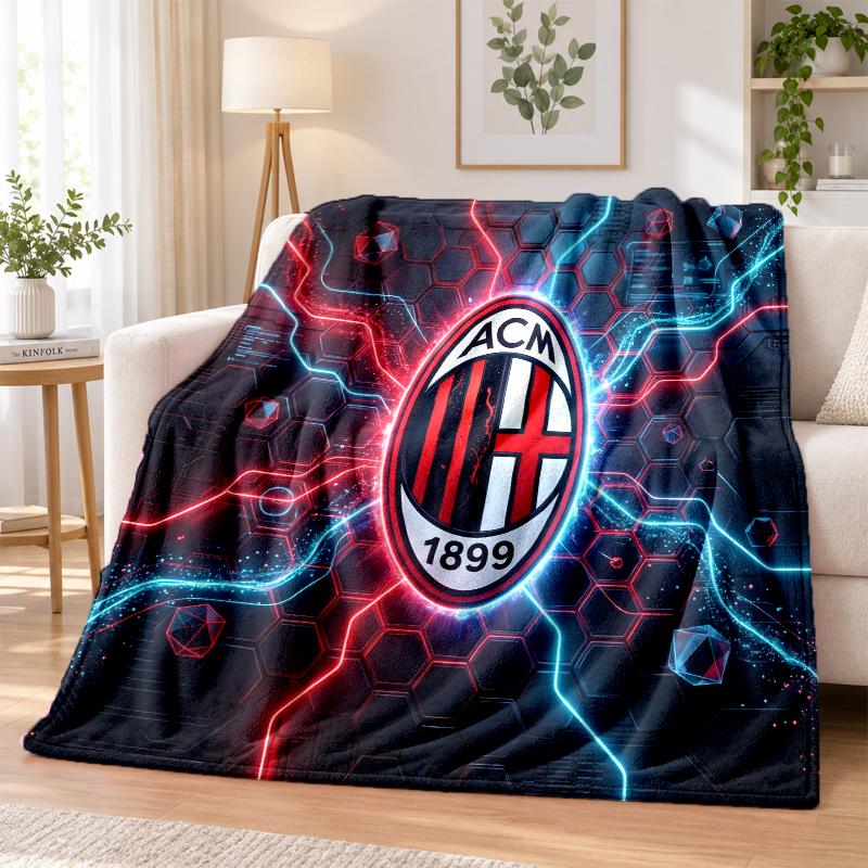 AC Milan Printed Flannel Blanket Warm Comfort Bed Throw For Indoor Home Decoration